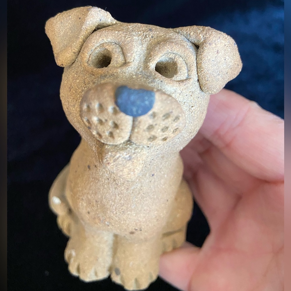 🩵 Adorable Handmade Clay Sand Textured Dog Puppy Figurine Sculpture - Picture 7 of 11